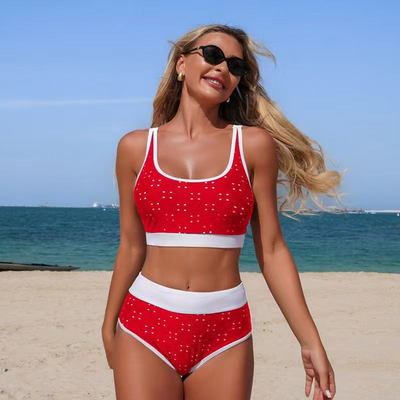 T588-1125   Split swimsuit bikini hole fabric
