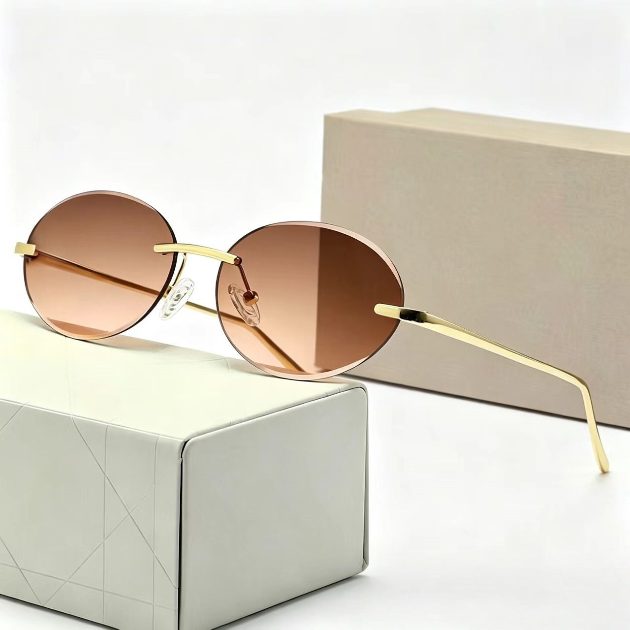 T588-1173 Circular frameless blackout sunglasses