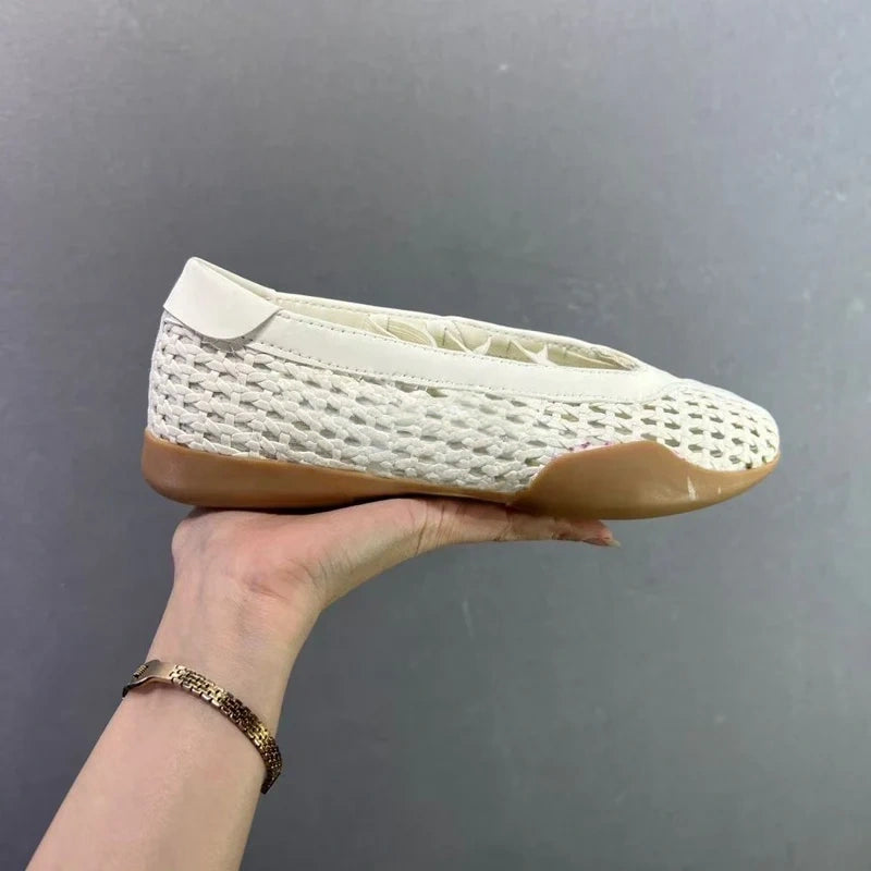 T588-1227   Knitted summer sandals with breathable hollow out design