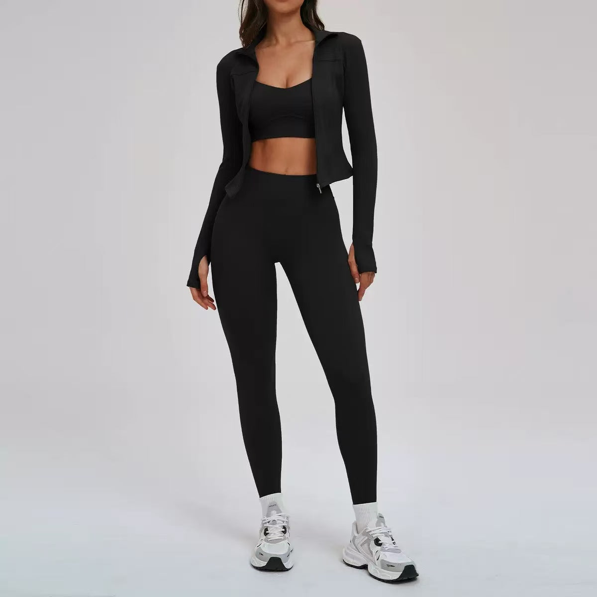 T588-909  Women's Yoga Tight Outdoor Exercise 3-Piece Set