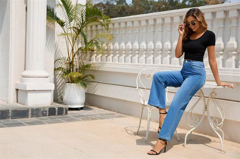 T588-746  High waisted loose casual women's jeans