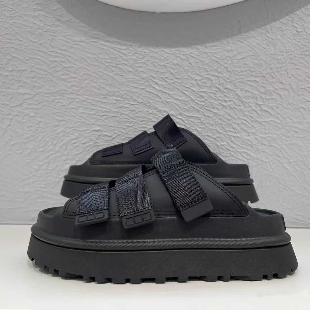 T588-992  Thick soled comfortable height increasing Velcro casual slippers