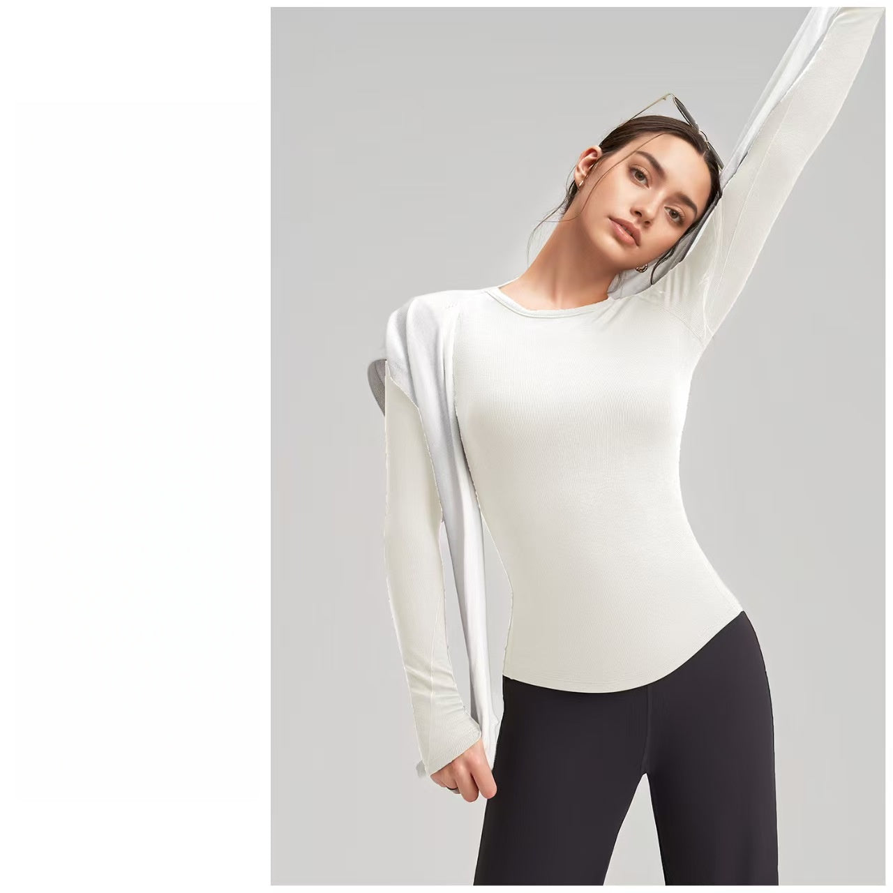 T588-1080 Yoga fitness clothing, long sleeves, slim fit, outdoor