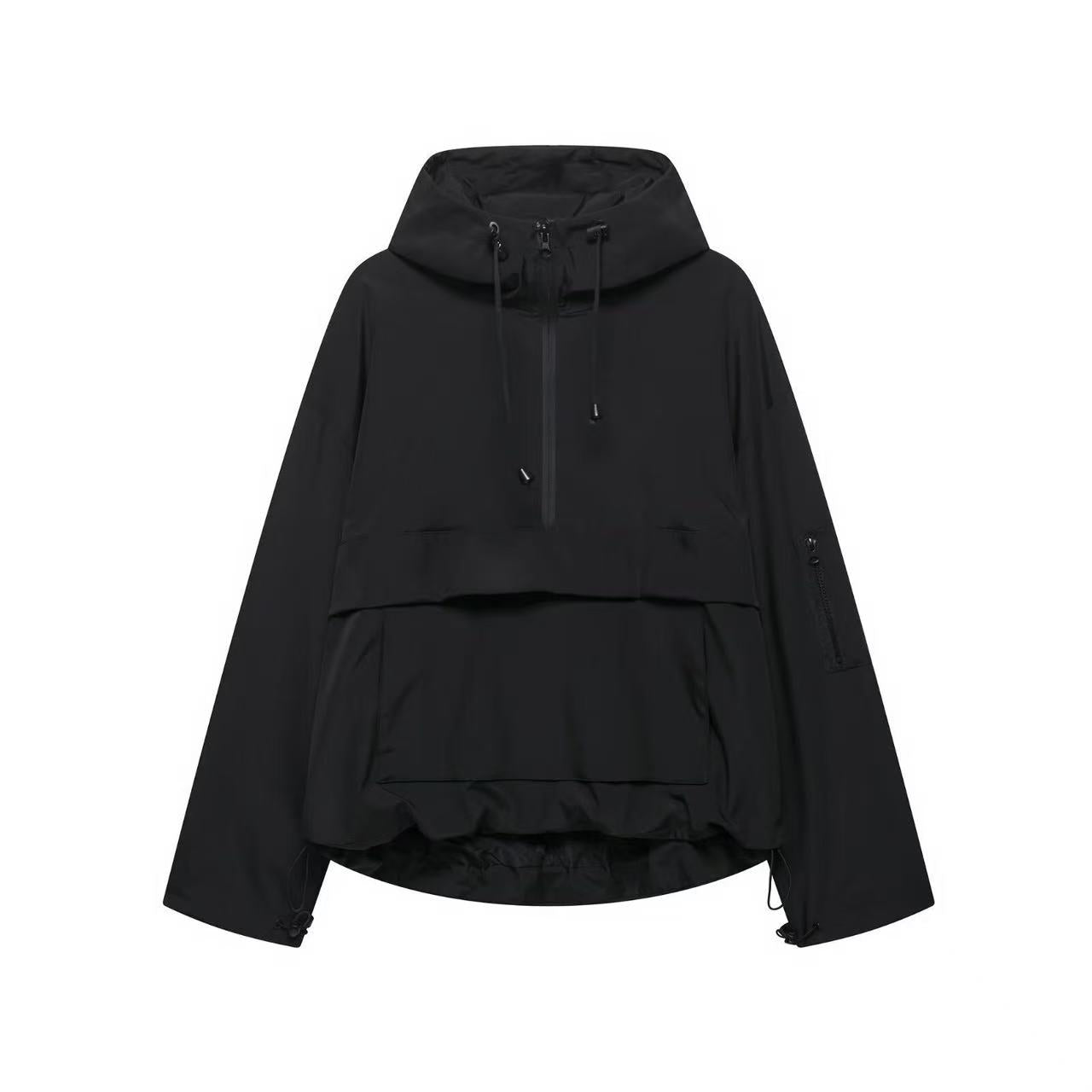 T588-928  Casual sports style semi zipper assault jacket hoodie hooded